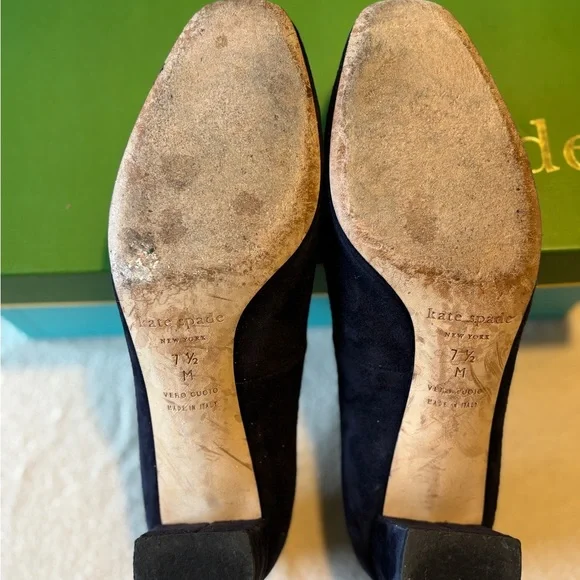 Kate Spade Navy Suede Heels - Picture 3 of 5